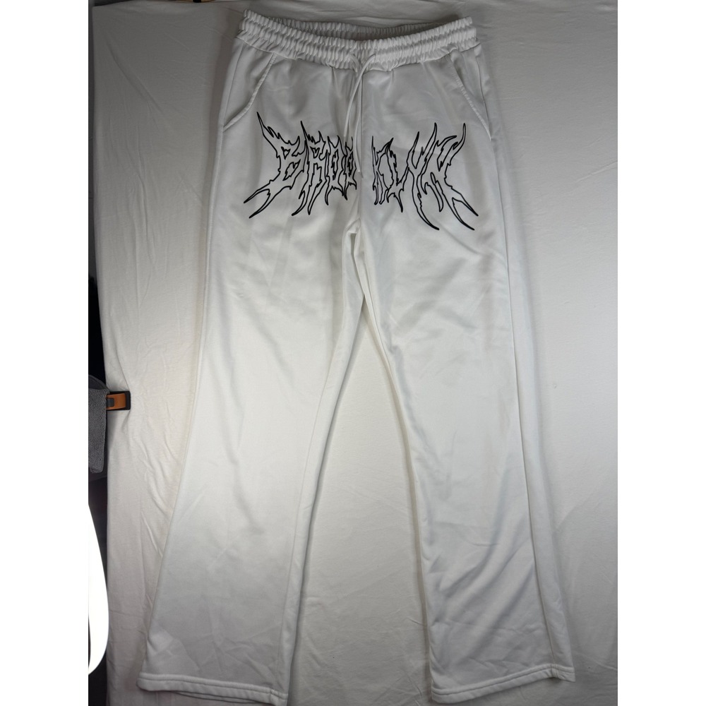Manfinity Sweatpants Mens Medium White Excellent Graphic Streetwear Drawstring